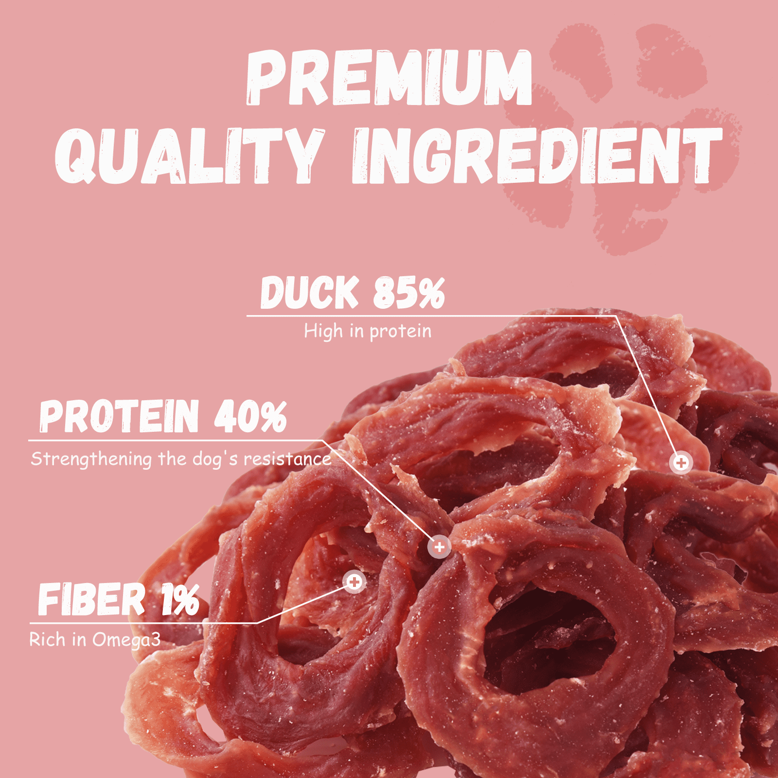 Pawmate Duck Jerky Dog Treats, Duck Jerky Rings for All Dogs, 23ct Packet