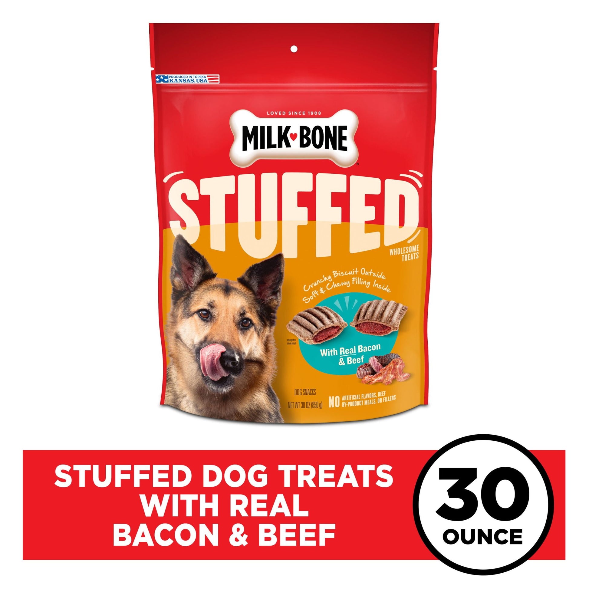 Milk Bone Stuffed Dog Biscuits With Real Bacon & Beef 30 oz