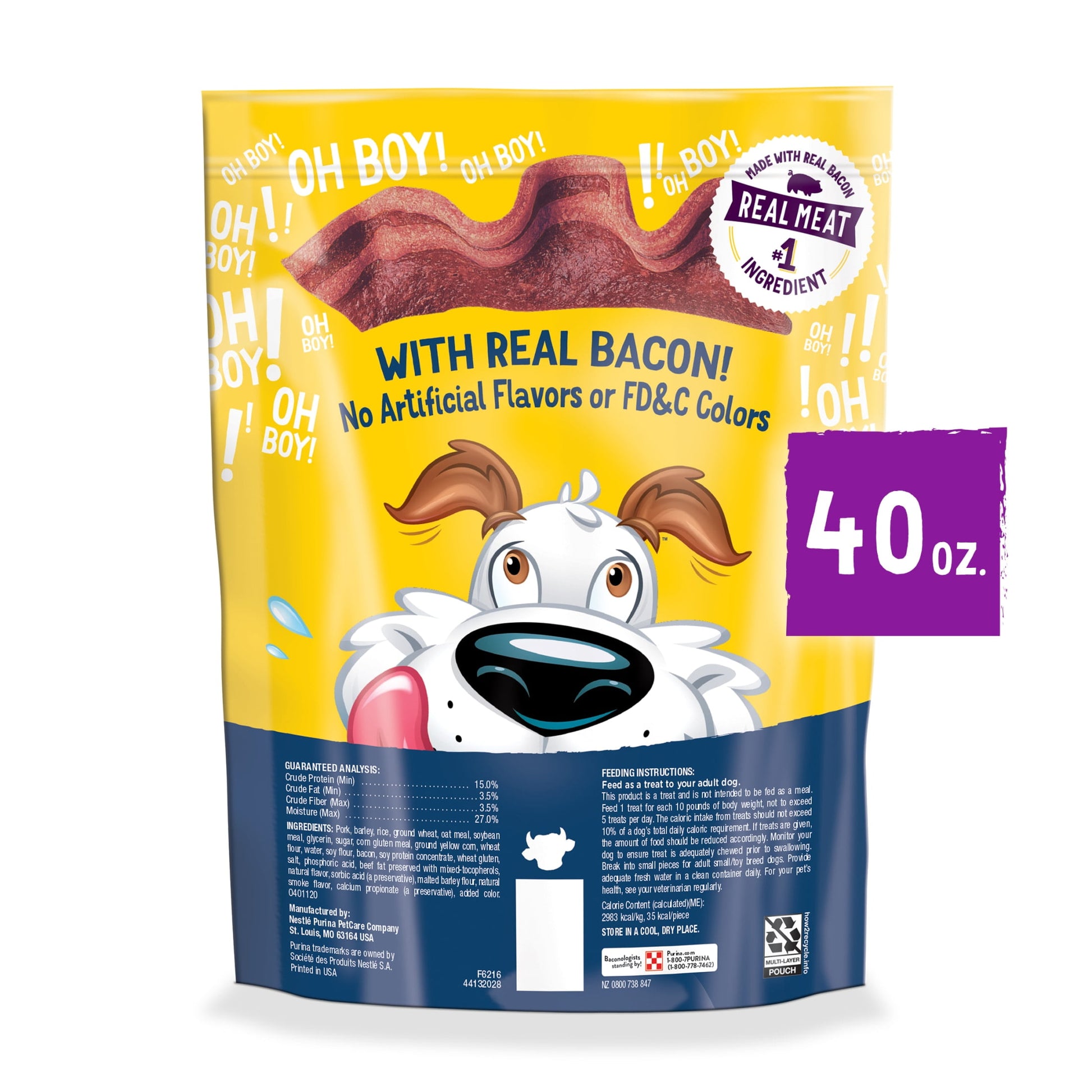 Purina Beggin' Strips Dog Treats with Real Bacon & Beef Flavors Tender Chews, 40 oz Pouch